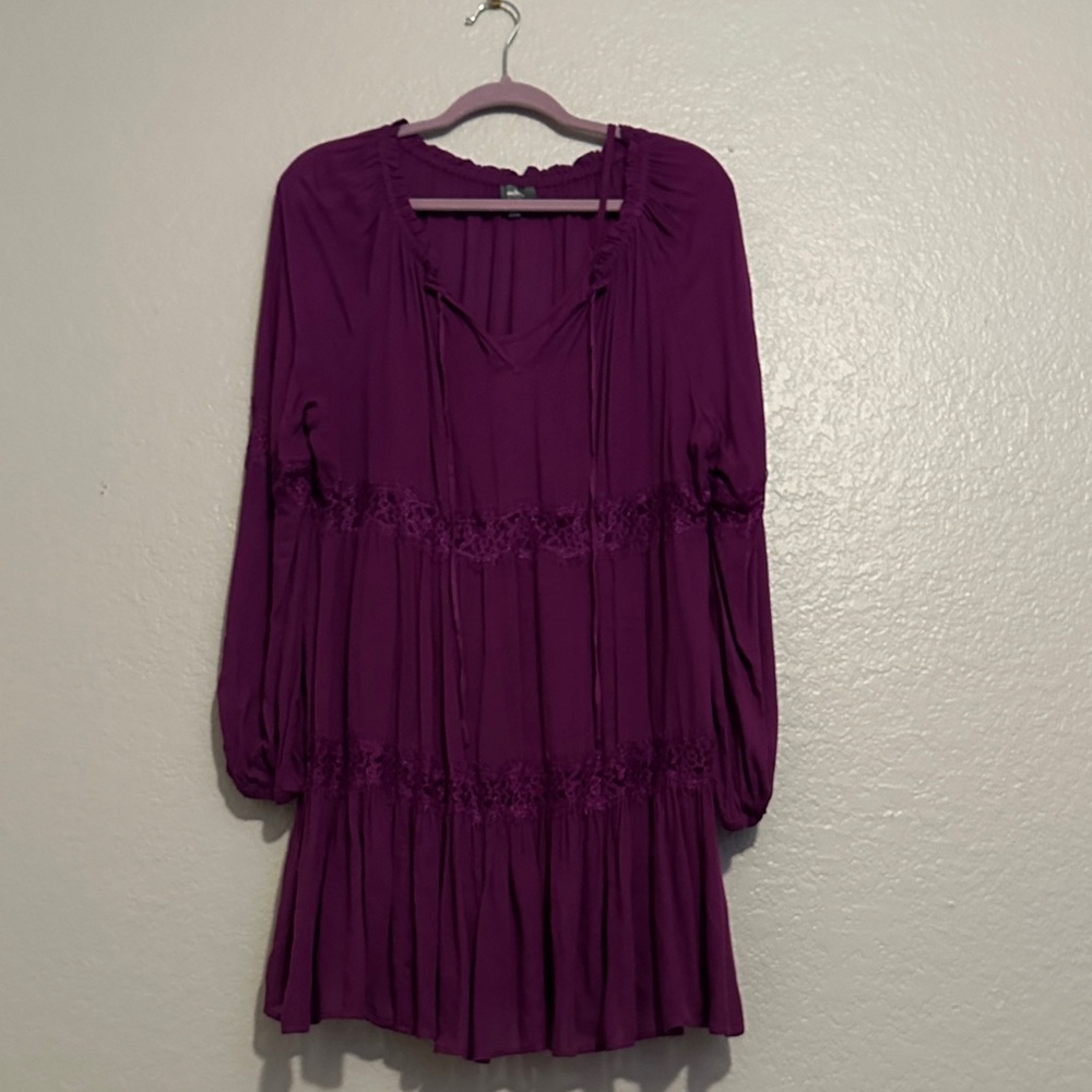 Neiman Marcus Long Sleeve Dress in Rich Purple